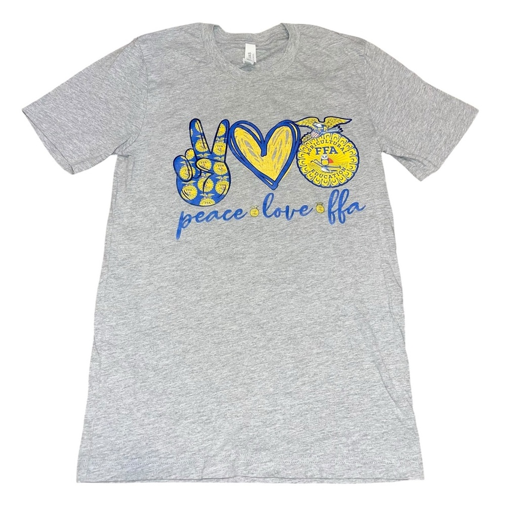 Grey Peace, Love, and FFA T-shirt